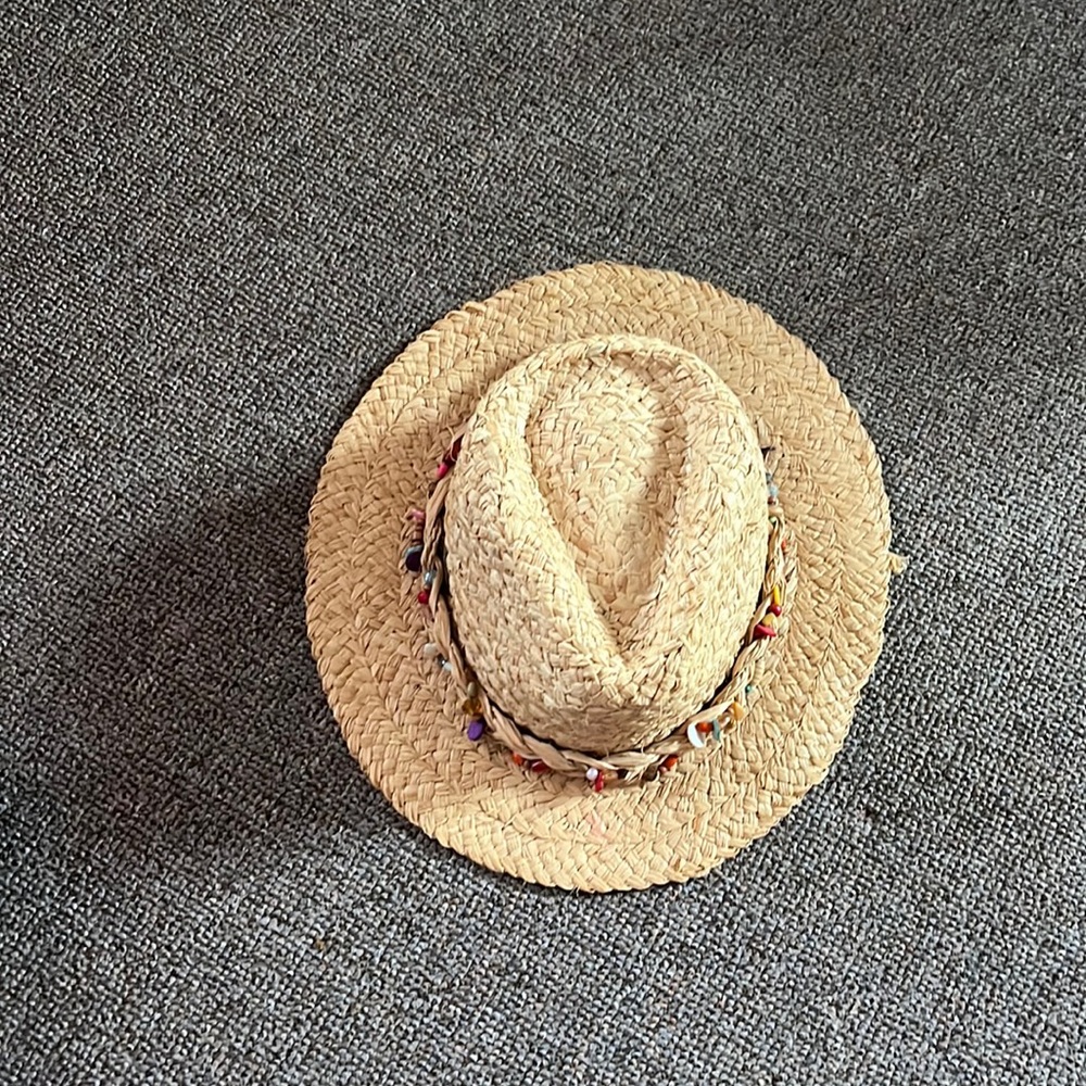 Raffia beaded beach hat